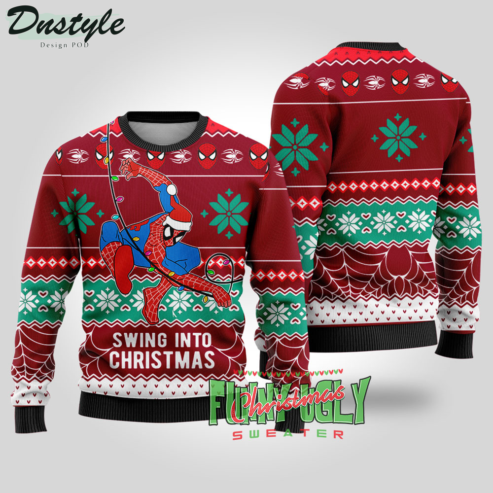 Spiderman Swing into Christmas Ugly Sweater