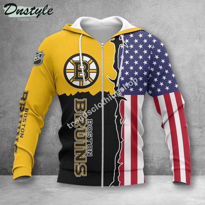 Boston Bruins American Flag 3d Hoodie Tshirt