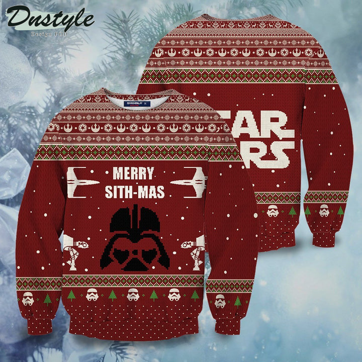 Star Wars Merry Sithmas Pattern Red Ugly Christmas Sweater
