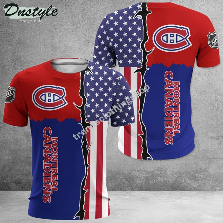 Montreal Canadiens American Flag 3d Hoodie Tshirt