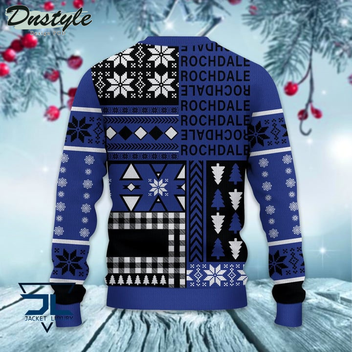 Rochdale AFC Christmas Pattern 2022 Ugly Wool Sweater