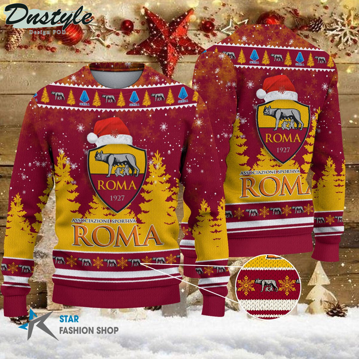 AS Roma brutto maglione natalizio