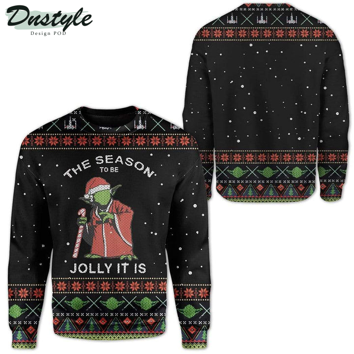 Star Wars The Season To Be Jolly It Is Yoda Black Ugly Christmas Sweater