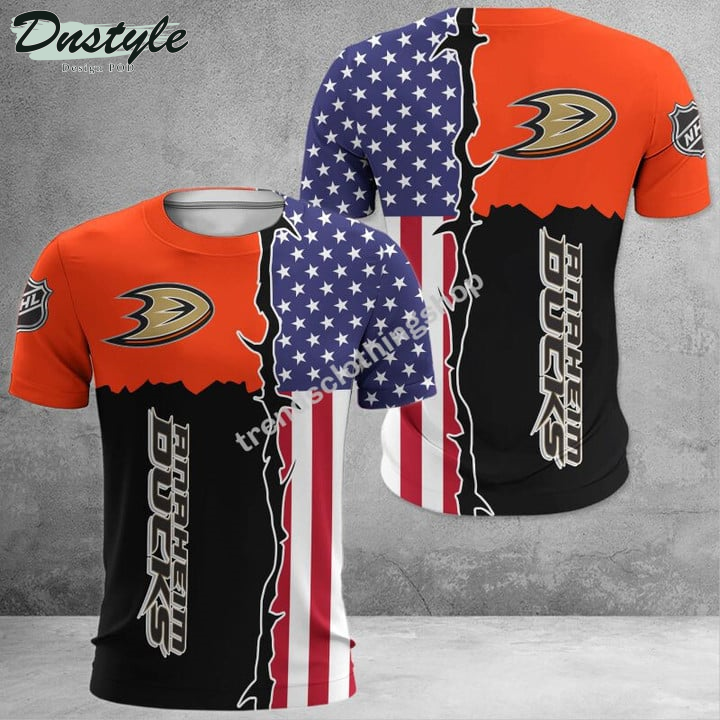 Anaheim Ducks American Flag 3d Hoodie Tshirt