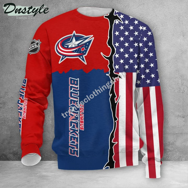 Columbus Blue Jackets American Flag 3d Hoodie Tshirt