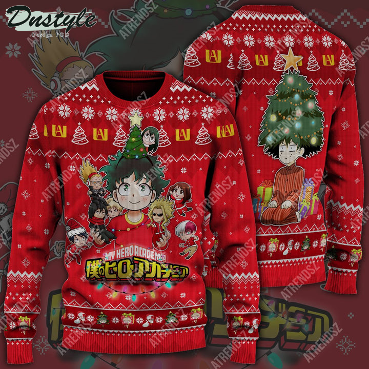 My Hero Academia Tree Midoriya Izuku Red Funny Ugly Christmas Sweater
