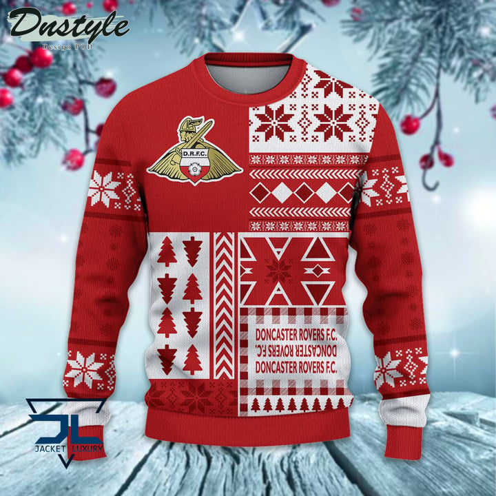 Doncaster Rovers Christmas Pattern 2022 Ugly Wool Sweater