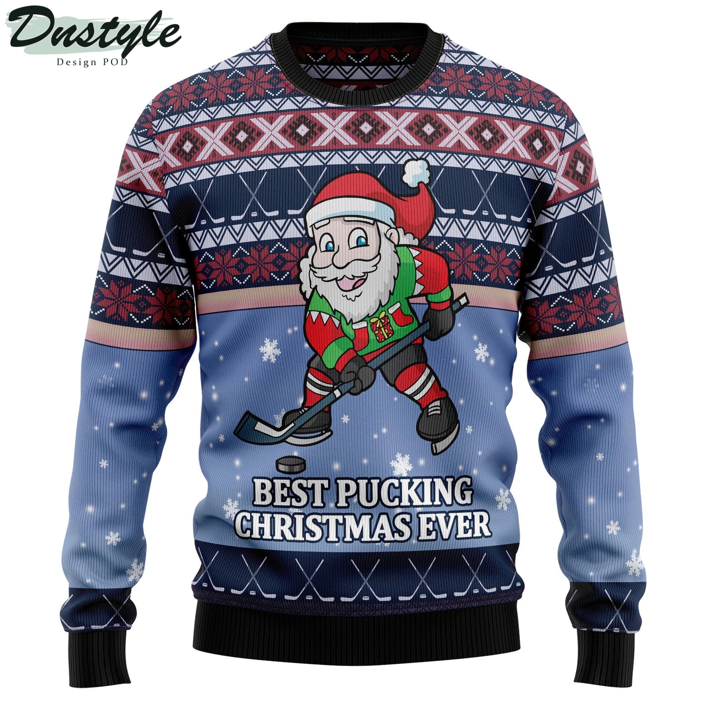 Santa Hockey Best Punking Christmas Ever Ugly Sweater