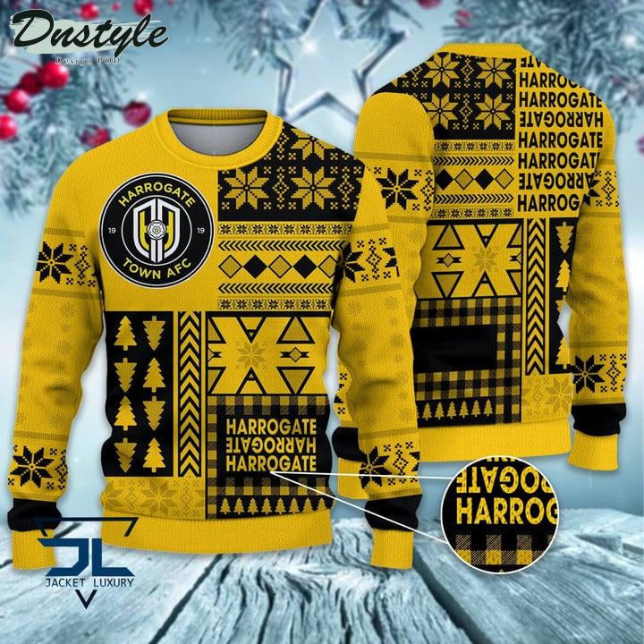 Harrogate Town AFC Christmas Pattern 2022 Ugly Wool Sweater