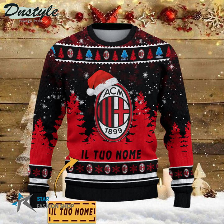 AC Milan il tuo nome brutto maglione natalizio