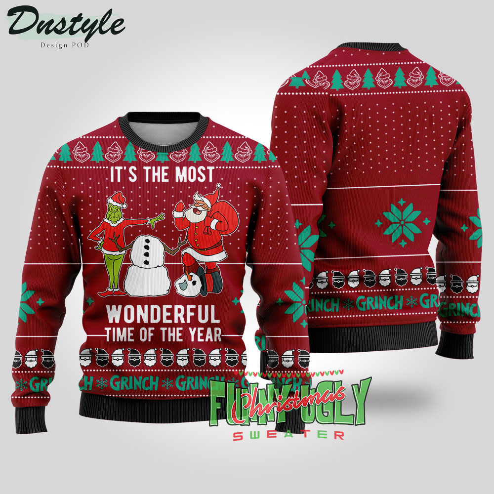 Grinch Wonderful Time Of The Year Ugly Christmas Sweater