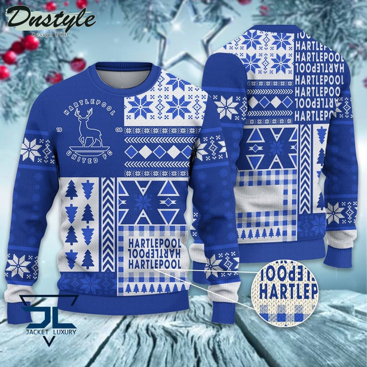 Hartlepool United Christmas Pattern 2022 Ugly Wool Sweater
