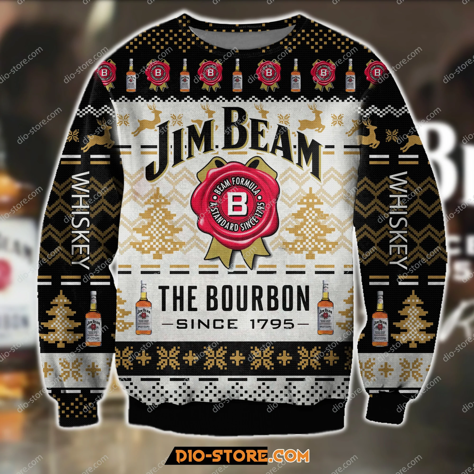 Jim Beam Black Extra Aged Bourbon Ugly Christmas Sweater