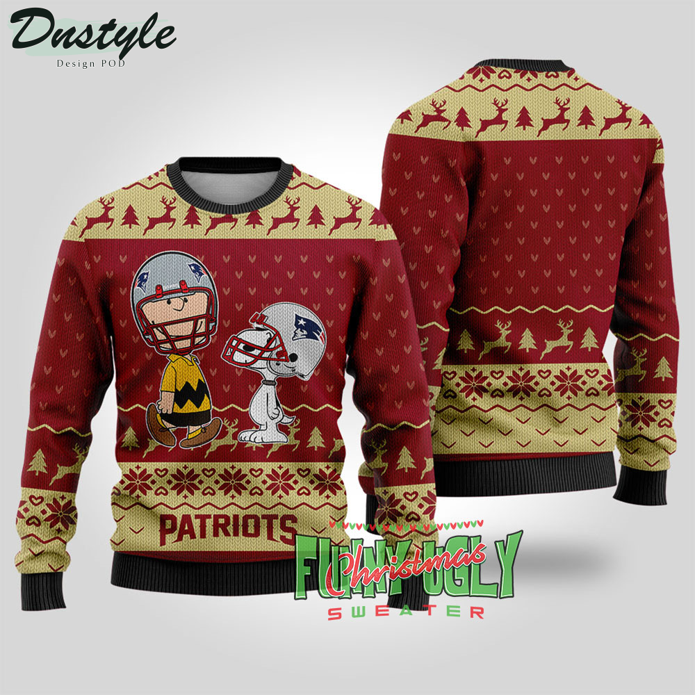 Snoopy Patriots Peanuts Pattern Cardinal Red Ugly Christmas Sweater