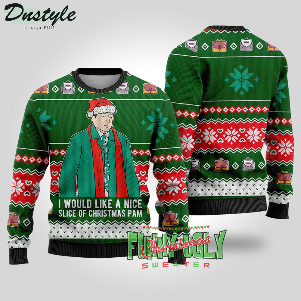 Pam The Office Movie Forest Green Ugly Christmas Sweater