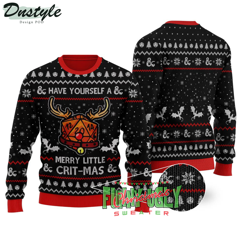 Have Yourself Merry Little Crit-mas Rudolf Dice Ugly Christmas Sweater