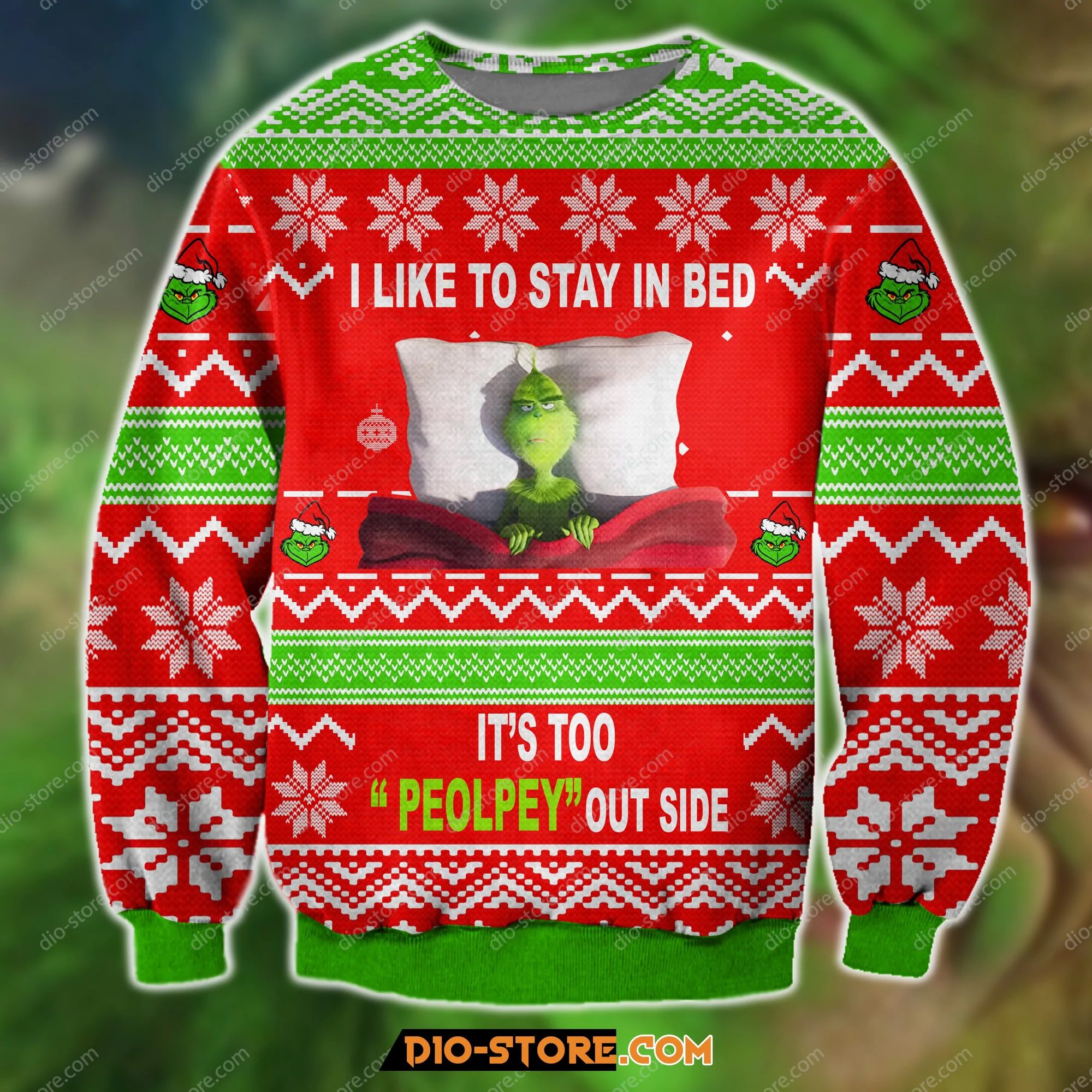 The Grinch I Like To Stay In Bed Ugly Christmas Sweater