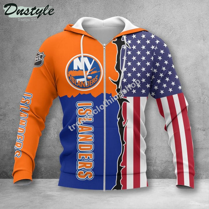 New York Islanders American Flag 3d Hoodie Tshirt