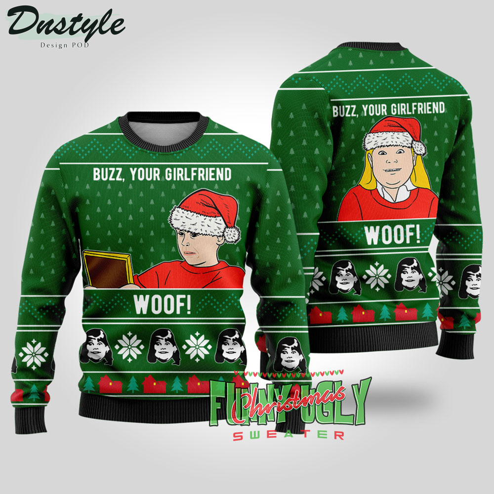 Buzz Your Girlfriend WOOF Kevin Home Alone Ugly Christmas Sweater