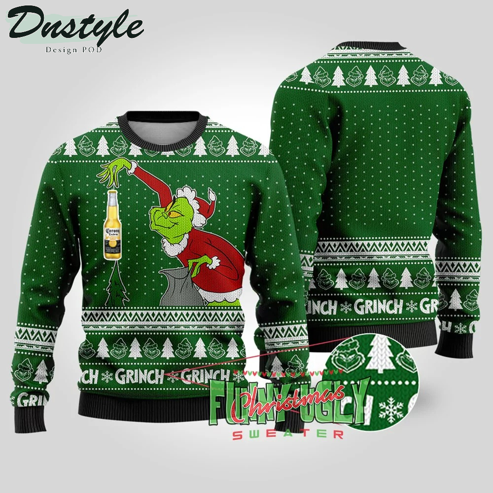Grinch Stealing Blue Moon Beer Ugly Christmas Sweater