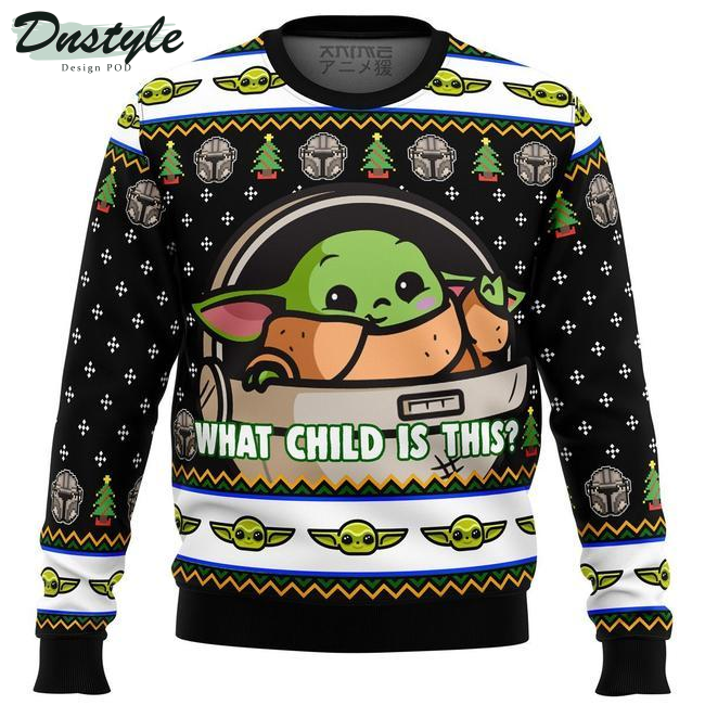 Star Wars Grogu What Child Is This Green Black Ugly Christmas Sweater