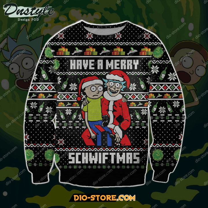 Rick And Morty Have A Merry Schwiftmas Black Ugly Christmas Sweater