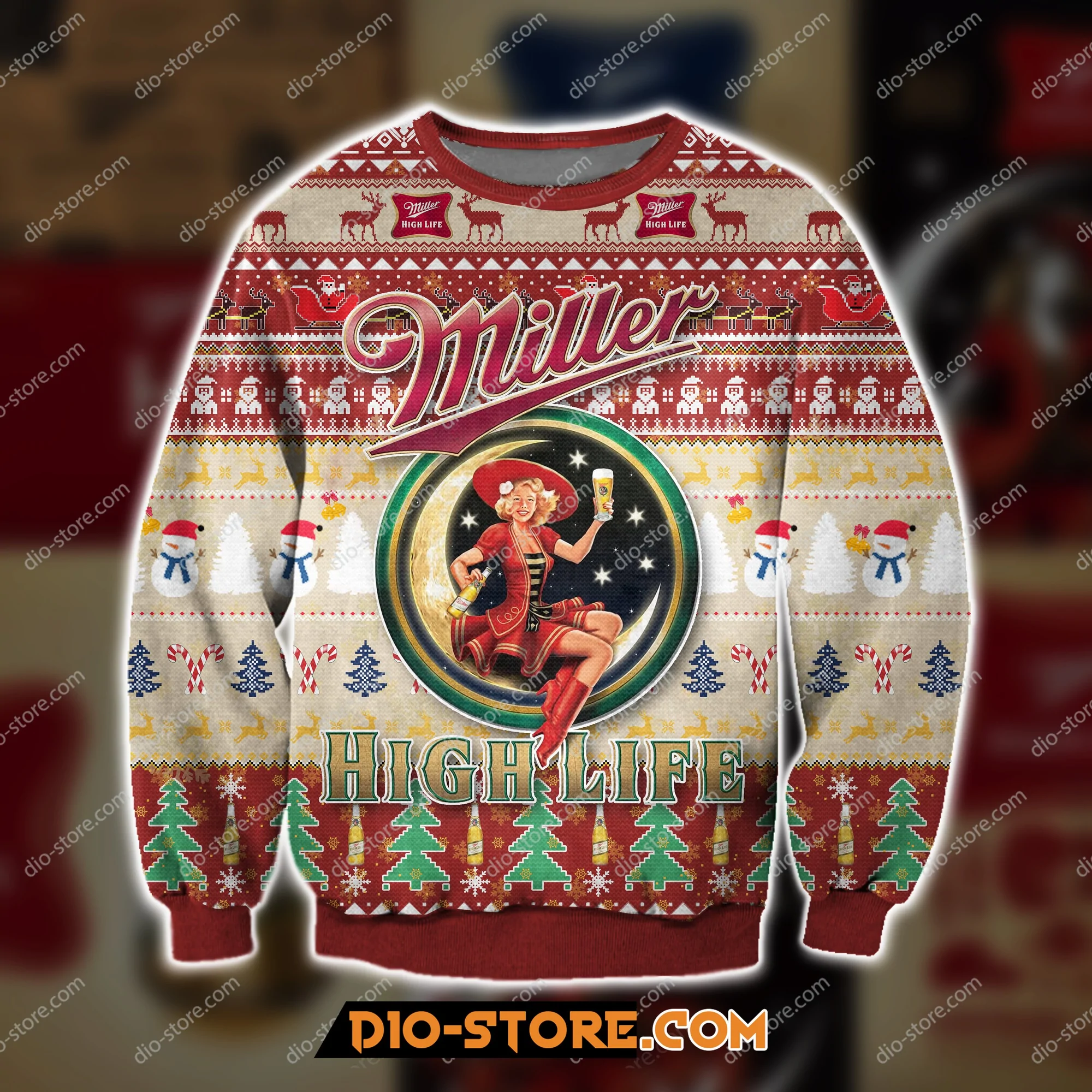 Miller High Life Beer Ugly Christmas Sweater