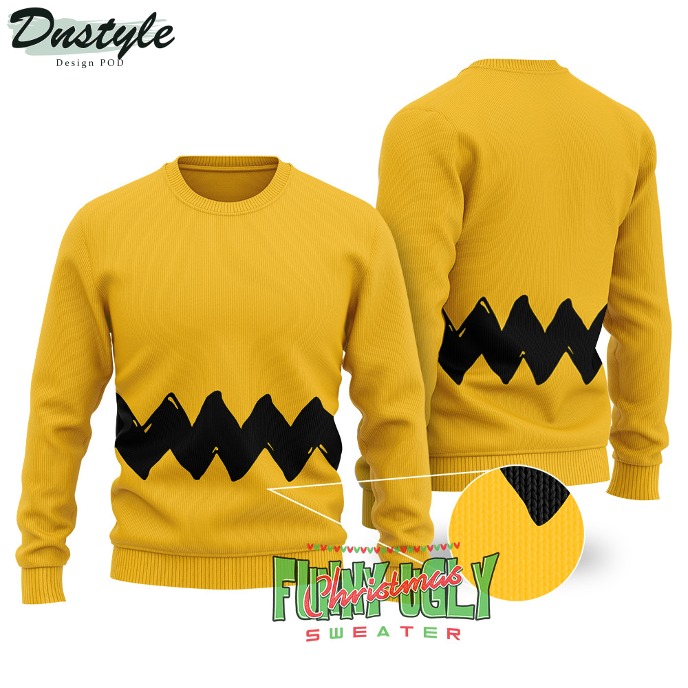 Snoopy Charlie Brown Yellow Ugly Christmas Sweater