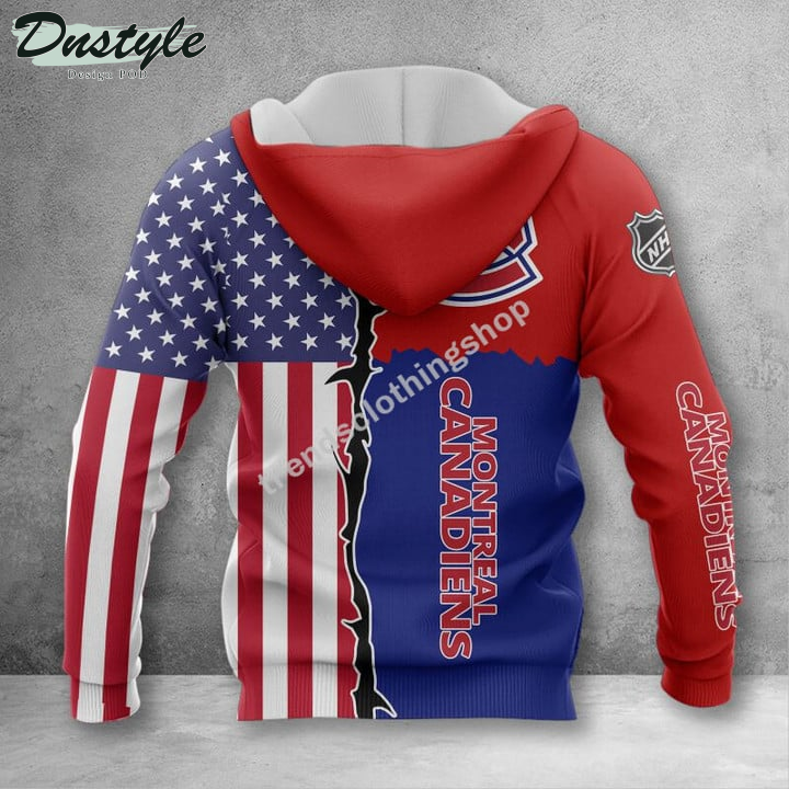 Montreal Canadiens American Flag 3d Hoodie Tshirt