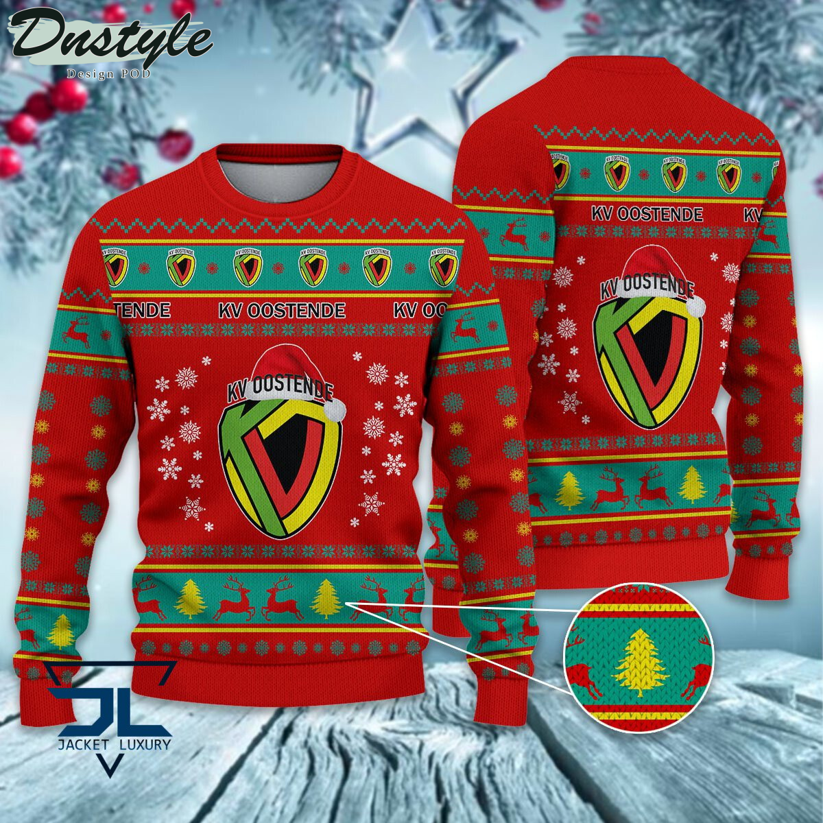 KV Oostende santa hat ugly christmas sweater