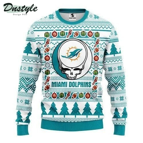 Miami Dolphins Grateful Dead Ugly Christmas Sweater