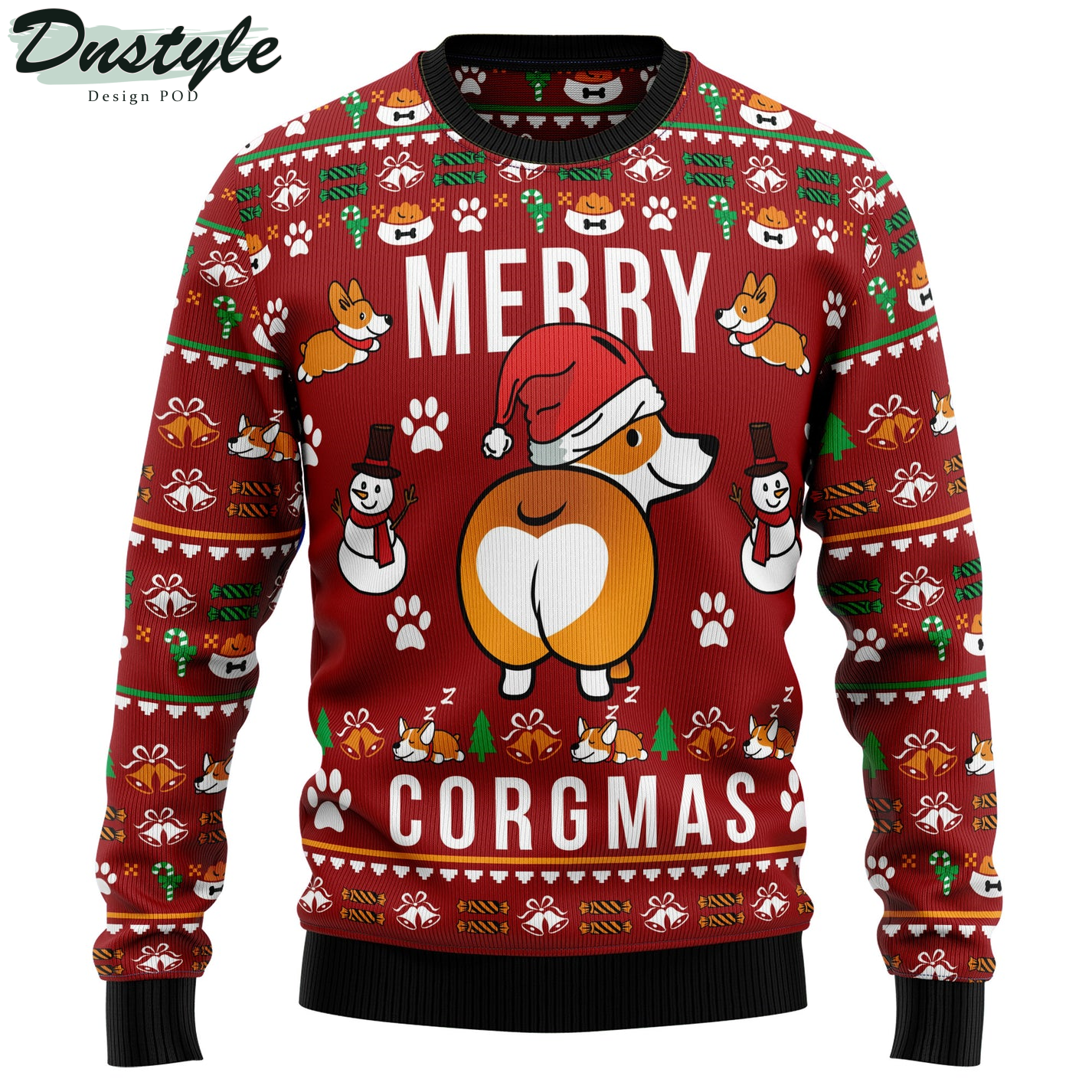 Funny Corgi Merry X-mas Ugly Sweater