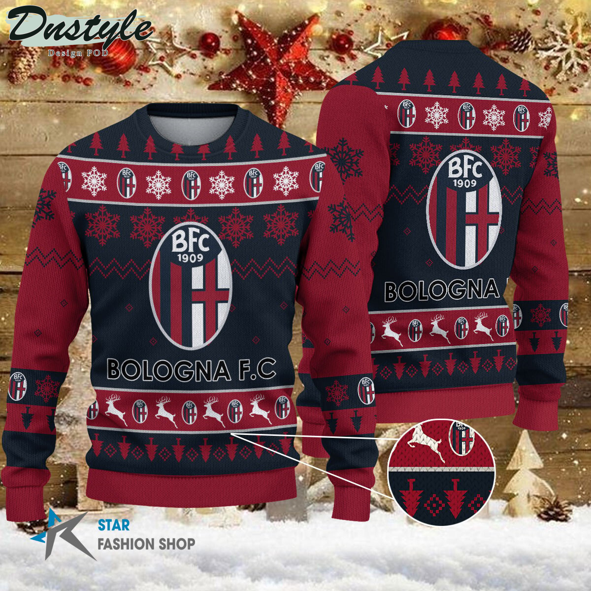 Bologna Fc 1909 ugly christmas sweater