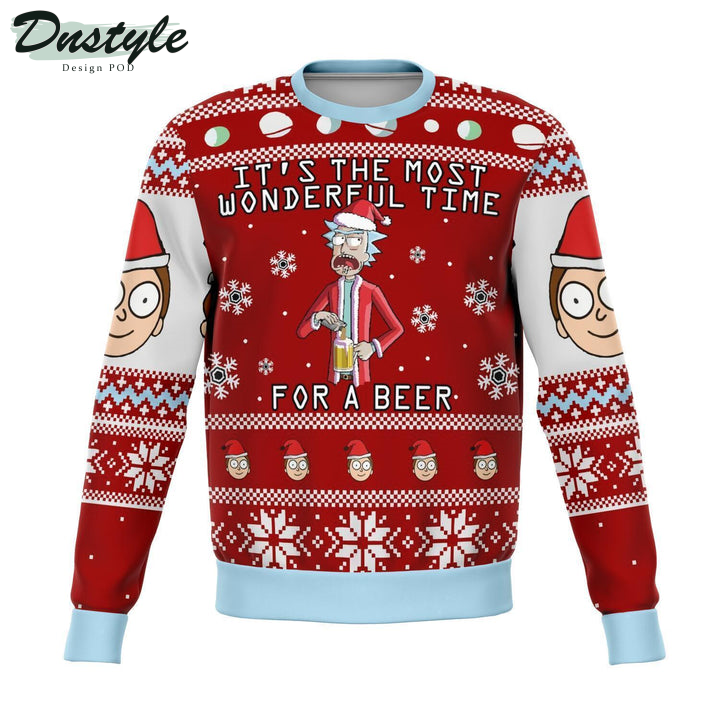 Rick And Morty It's The Most Wonderful Time For A Beer Red Ugly Christmas Sweater 2