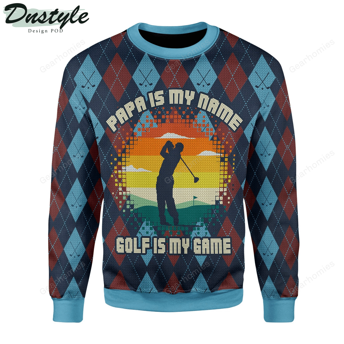 Papa Is My Name Golf Is My Game Ugly Christmas Sweater