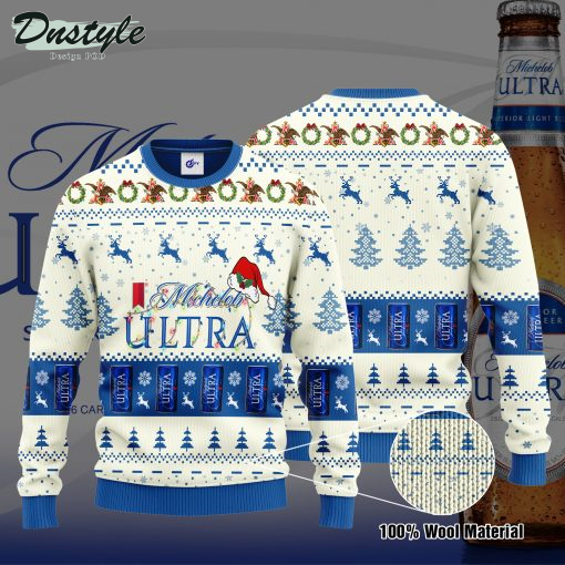 Michelob Ultra Santa Hat Ugly Christmas Sweater