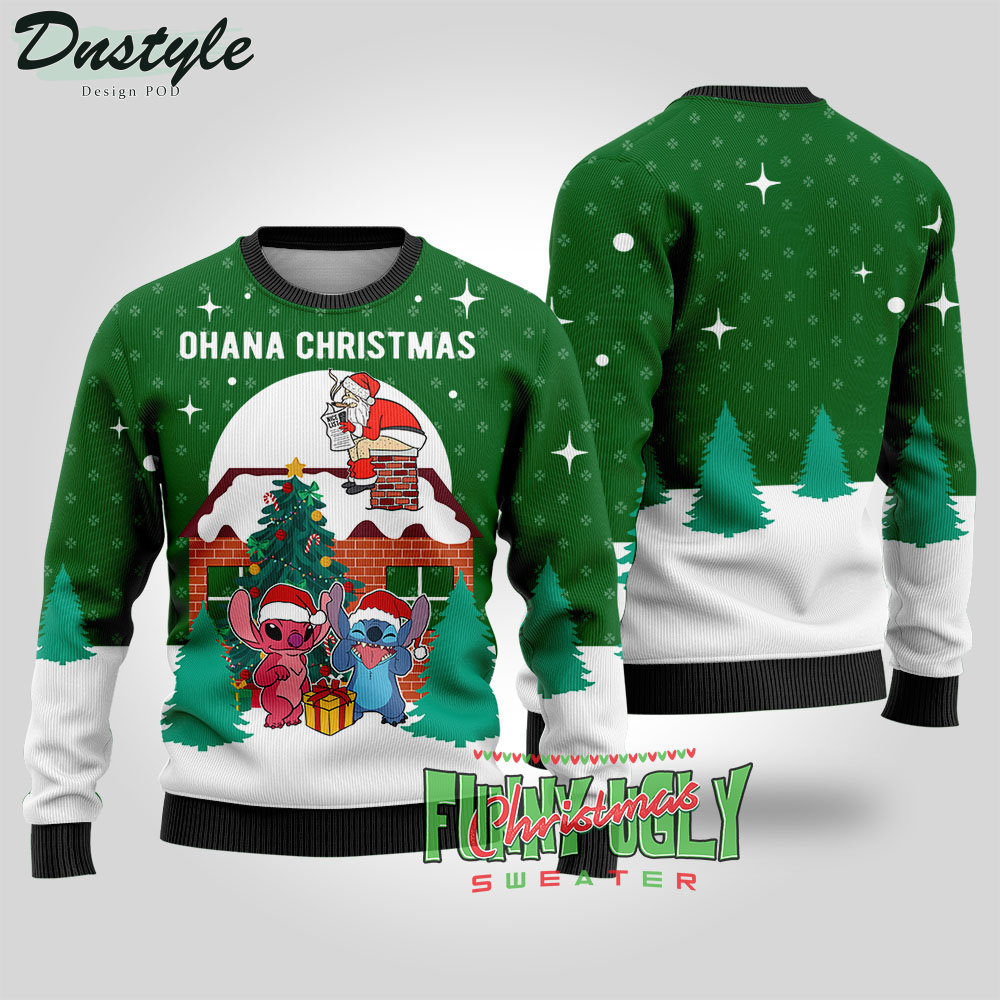 Funny Stitch Ohana Ugly Christmas Sweater