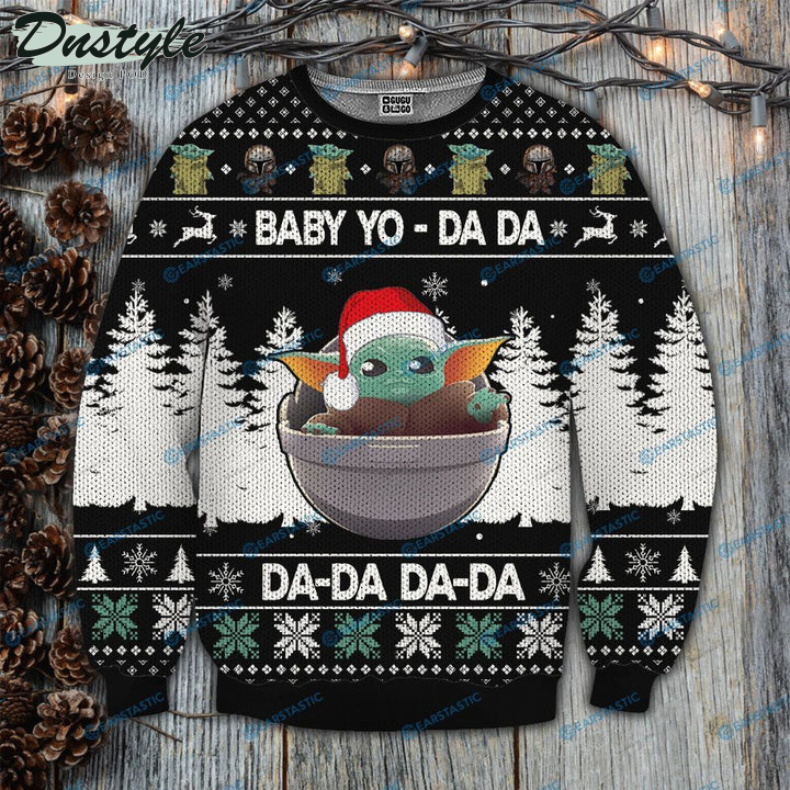 Star Wars Baby Yo Da Da Da Da Grogu Black Ugly Christmas Sweater