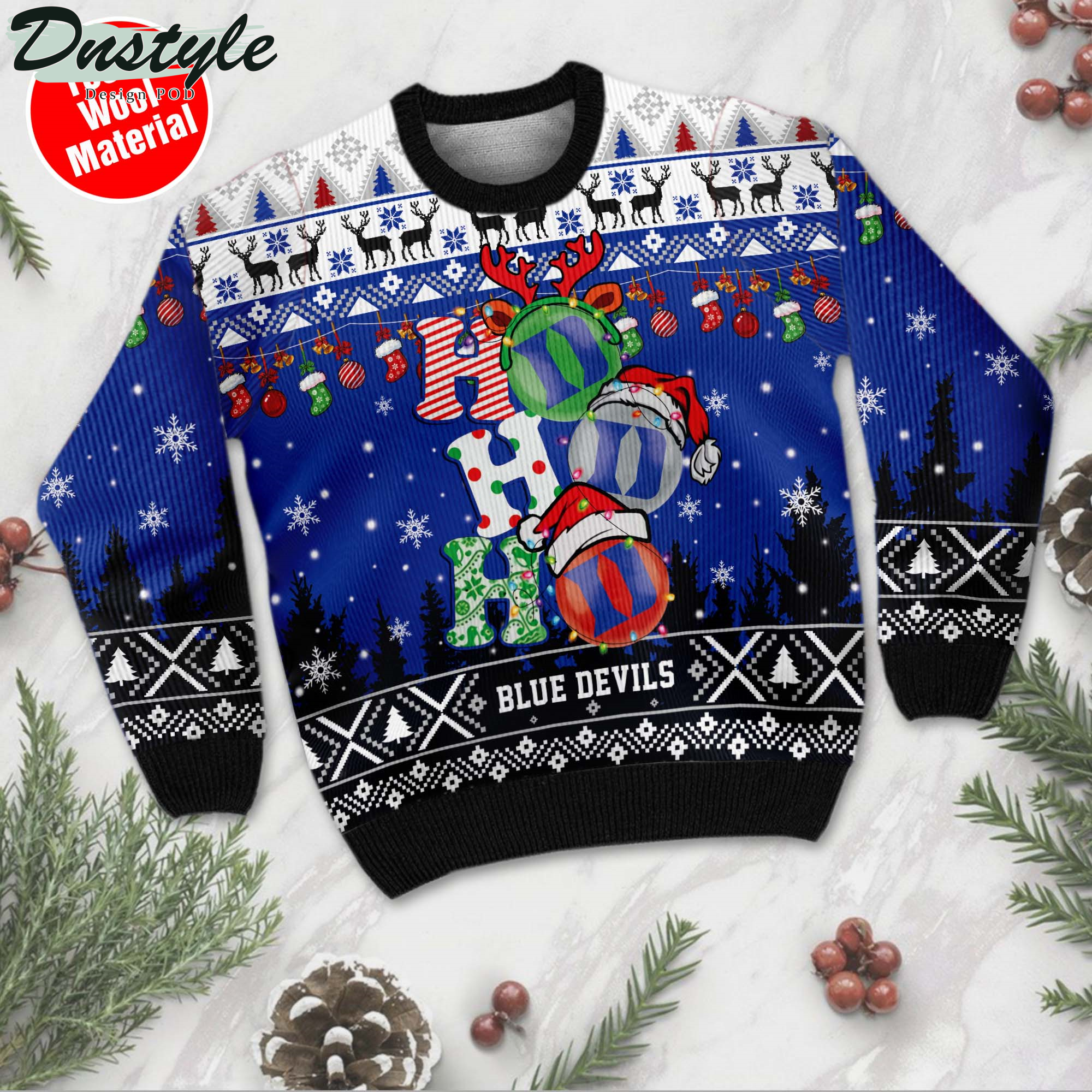 Duke Blue Devils NCAA Ho Ho Ho Ugly Wool Sweater