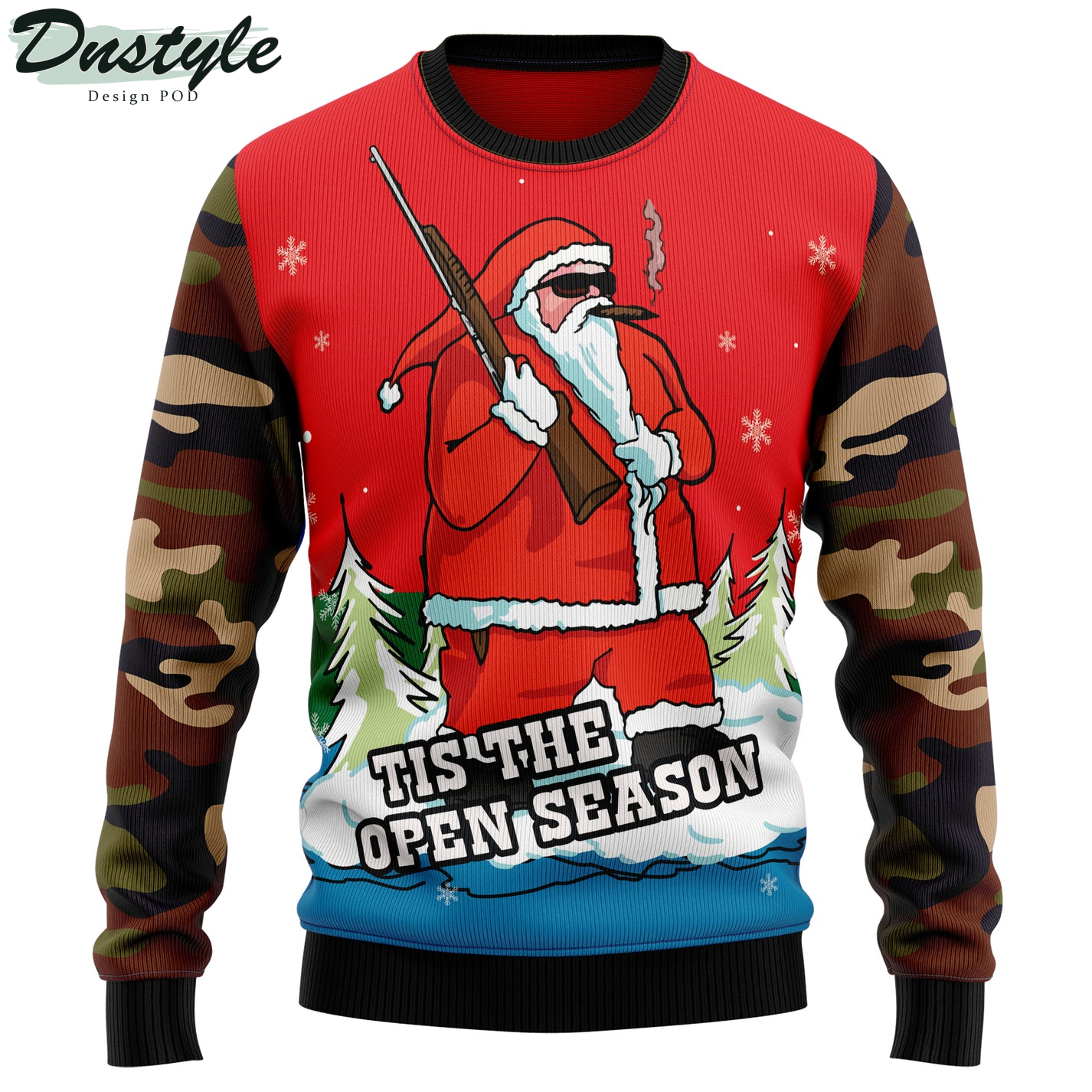 Hunting Santa Tis The Open Season Ugly Christmas Sweater