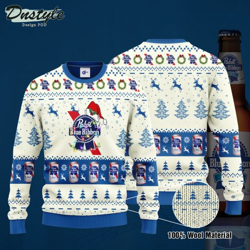 Pabst Blue Ribbon Santa Hat Ugly Christmas Sweater