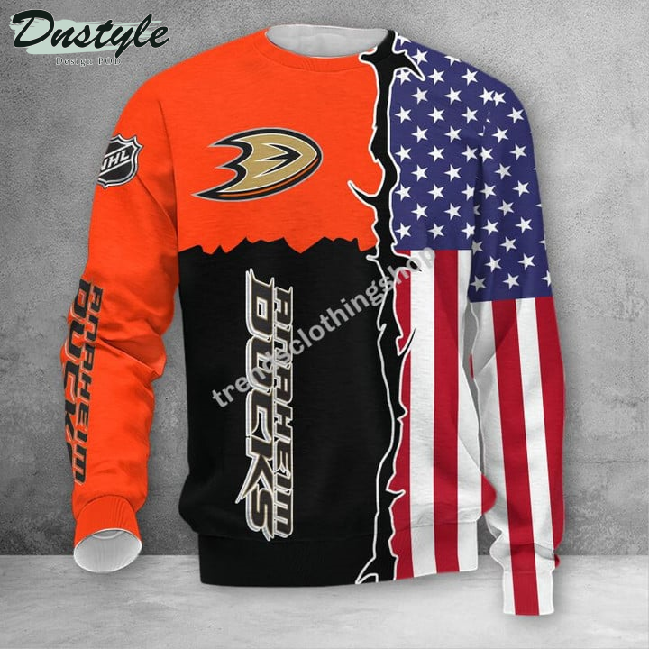 Anaheim Ducks American Flag 3d Hoodie Tshirt