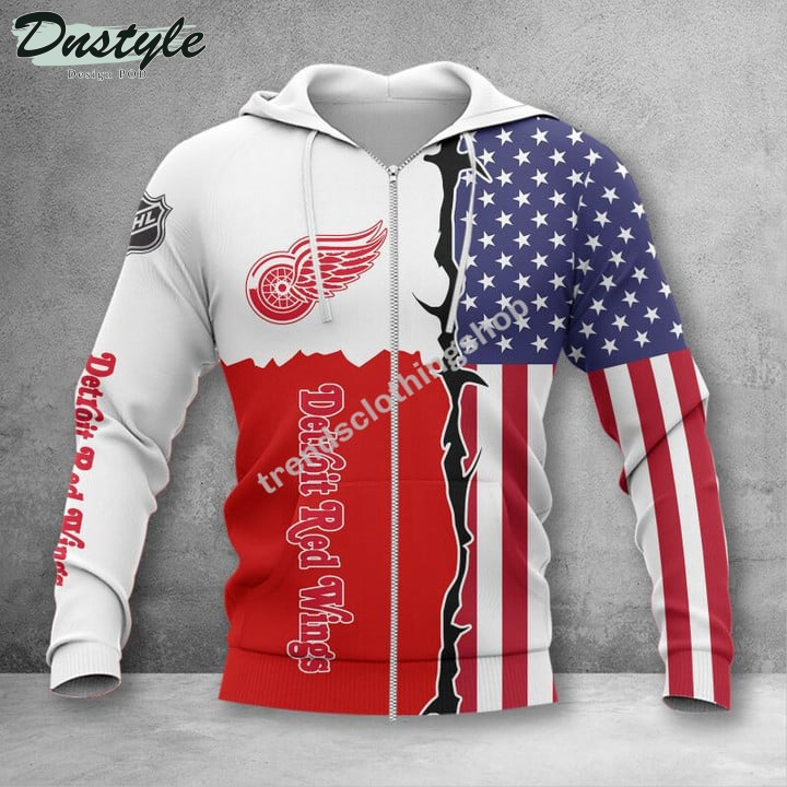 Detroit Red Wings American Flag 3d Hoodie Tshirt