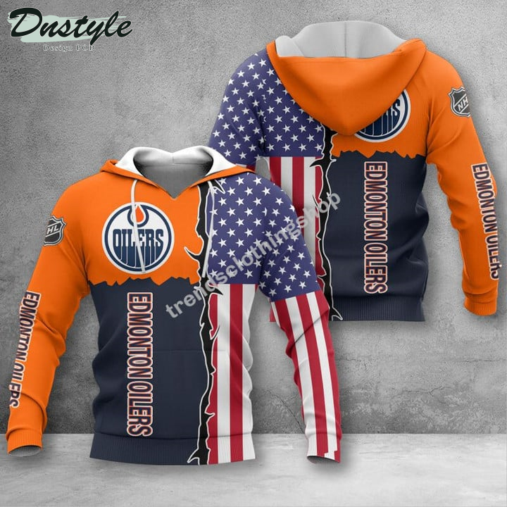 Edmonton Oilers American Flag 3d Hoodie Tshirt