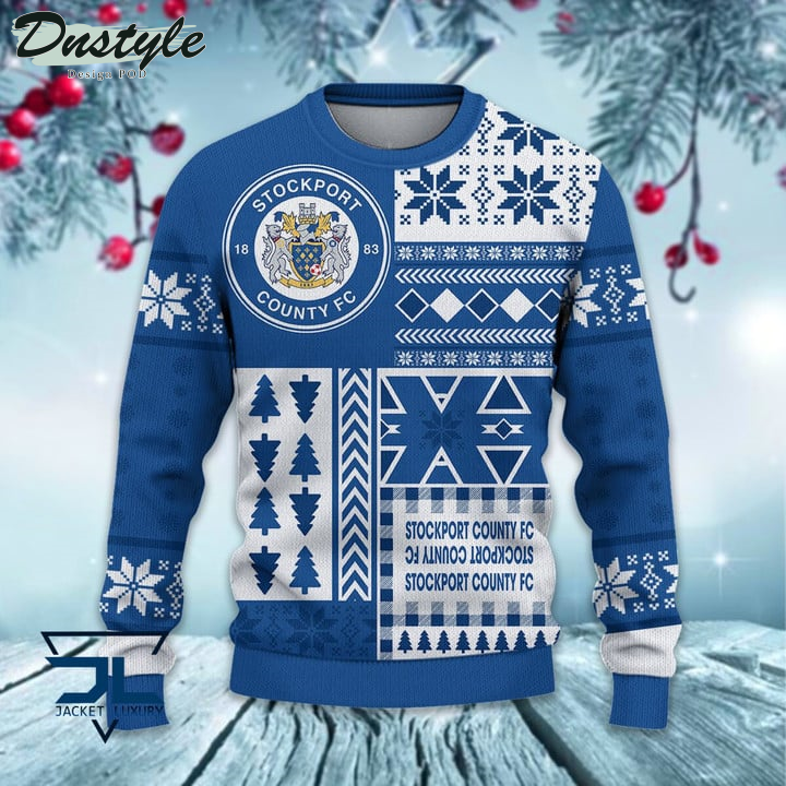 Stockport County F.C Christmas Pattern 2022 Ugly Wool Sweater