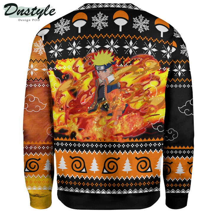 Naruto Kurama Fire Orange Black Ugly Christmas Sweater