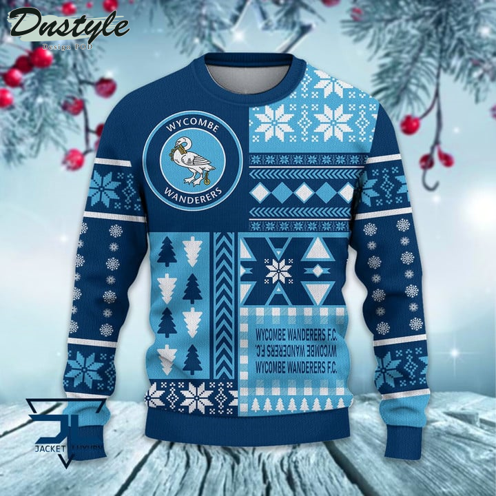 Wycombe Wanderers F.C Christmas Pattern 2022 Ugly Wool Sweater