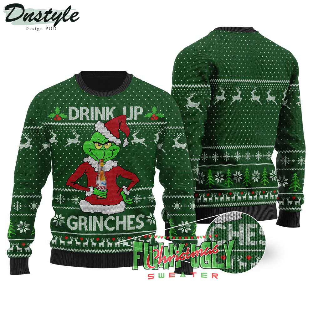 The Grinch Stealing Coors Light Beer Forest Green Ugly Christmas Sweater