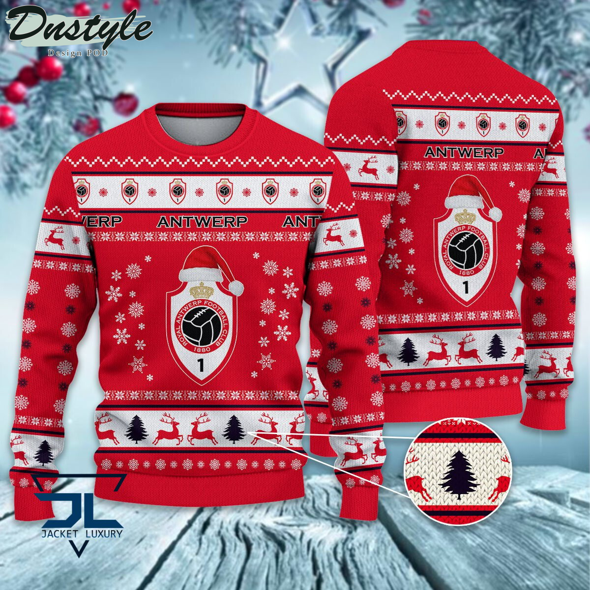 Royal Antwerp F.C santa hat ugly christmas sweater