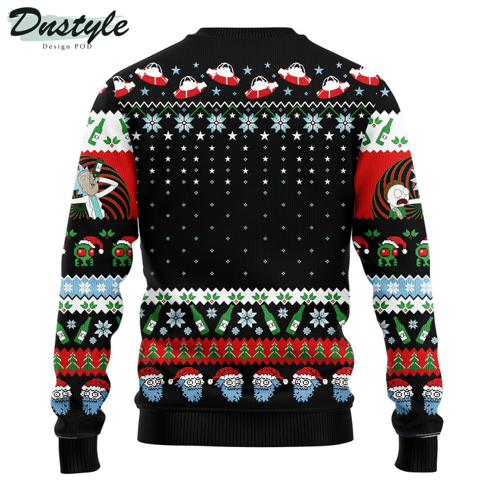 Rick And Morty Let's Get Schwifty Beer Black Ugly Christmas Sweater 4